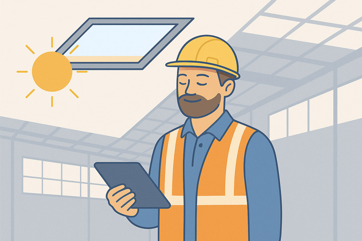 ilustracja zalet pracy w dobrze oświetlonej hali produkcyjnej