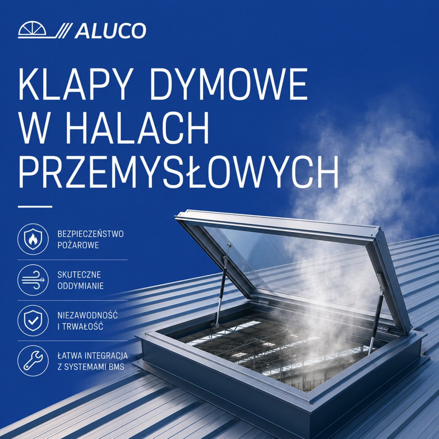 Klapy dymowe w halach przemysłowych