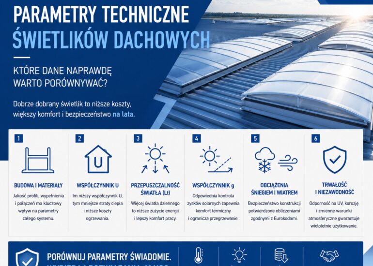 Parametry techniczne świetlików dachowych