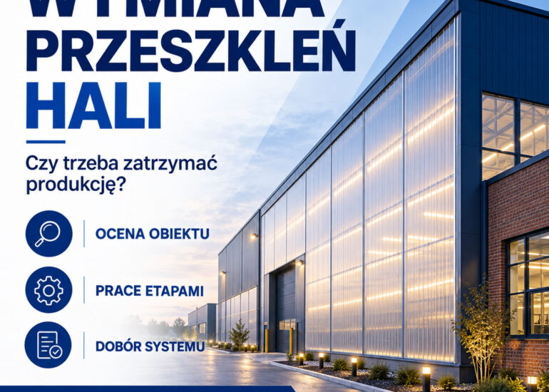 Wymiana przeszkleń hali przemysłowej