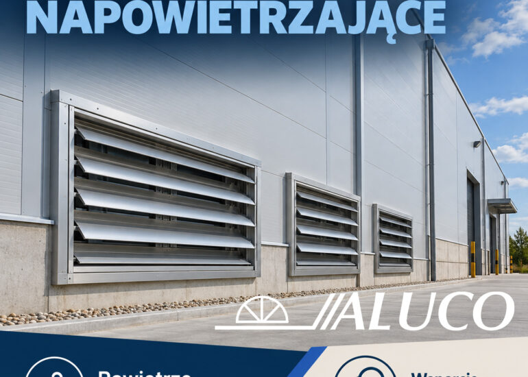 klapy napowietrzające, żaluzje napowietrzające, oddymianie, napowietrzanie hali